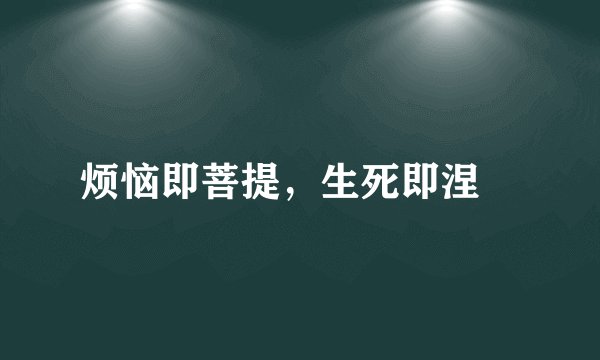 烦恼即菩提，生死即涅槃