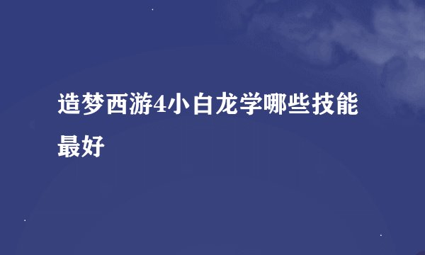 造梦西游4小白龙学哪些技能最好