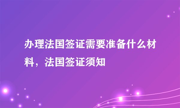 办理法国签证需要准备什么材料，法国签证须知