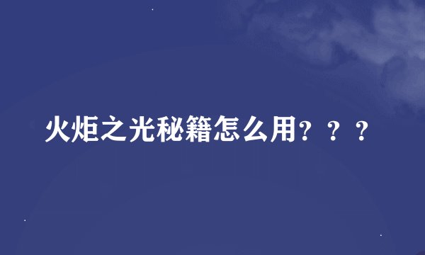 火炬之光秘籍怎么用？？？