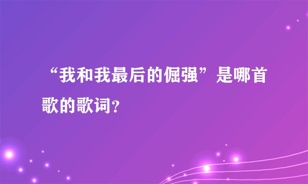 “我和我最后的倔强”是哪首歌的歌词？