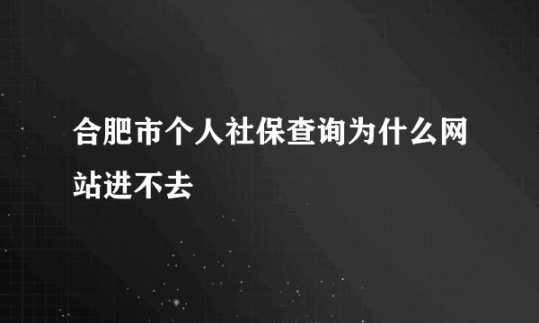 合肥市个人社保查询为什么网站进不去