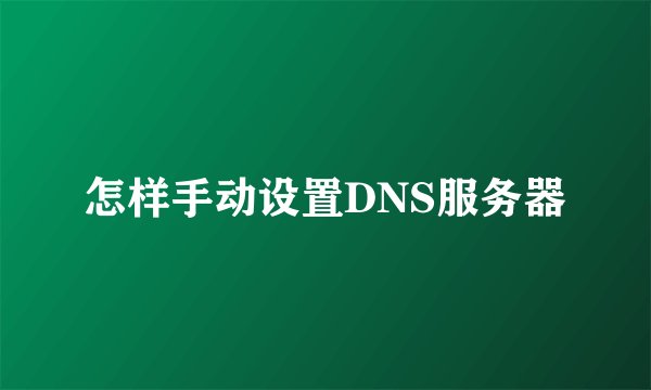 怎样手动设置DNS服务器