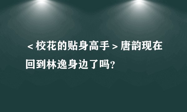 ＜校花的贴身高手＞唐韵现在回到林逸身边了吗？