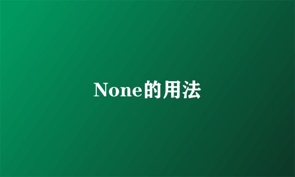 None的用法