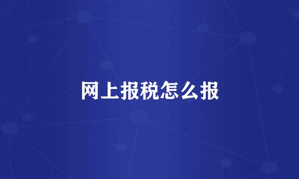 网上报税怎么报