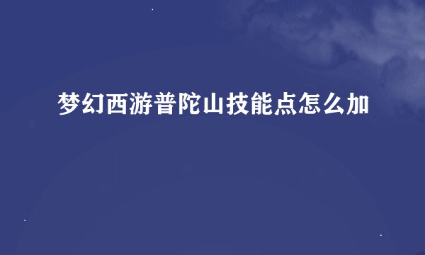 梦幻西游普陀山技能点怎么加