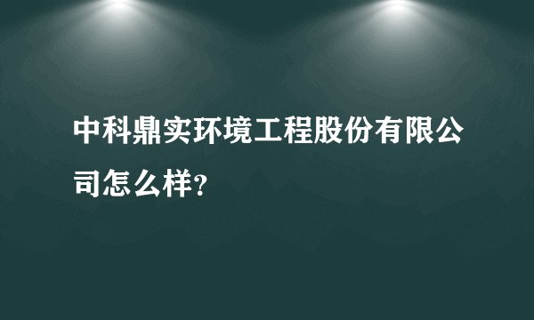 中科鼎实环境工程股份有限公司怎么样？