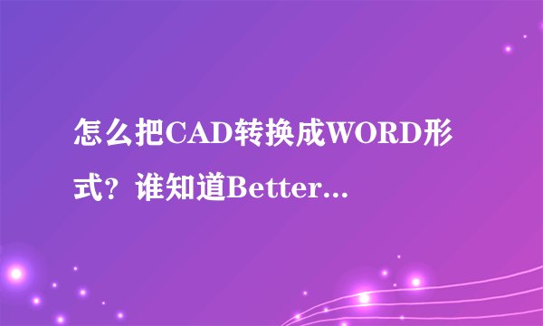 怎么把CAD转换成WORD形式？谁知道BetterWMF软件怎么用啊？？？？