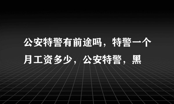 公安特警有前途吗，特警一个月工资多少，公安特警，黑