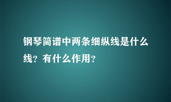 钢琴简谱中两条细纵线是什么线？有什么作用？