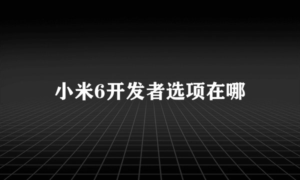 小米6开发者选项在哪