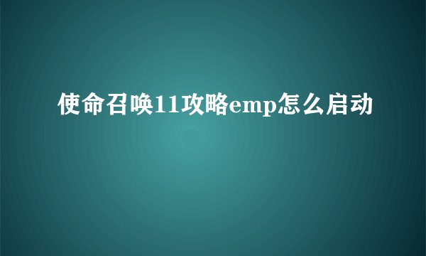 使命召唤11攻略emp怎么启动