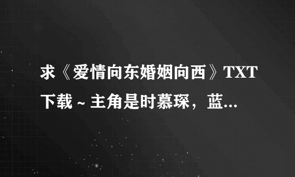 求《爱情向东婚姻向西》TXT下载～主角是时慕琛，蓝小棠～作者慕寒