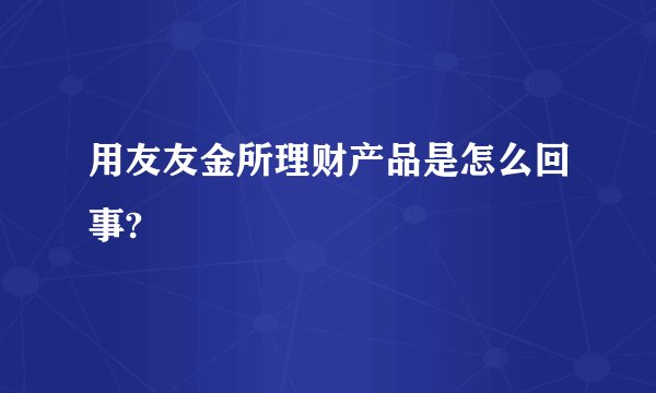 用友友金所理财产品是怎么回事?