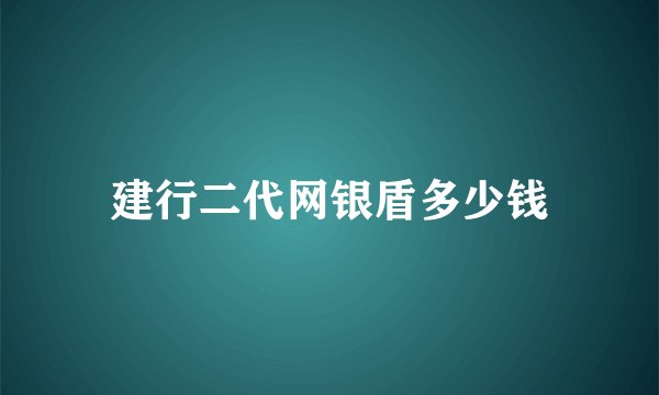 建行二代网银盾多少钱