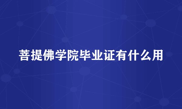 菩提佛学院毕业证有什么用