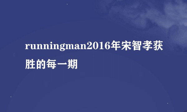 runningman2016年宋智孝获胜的每一期