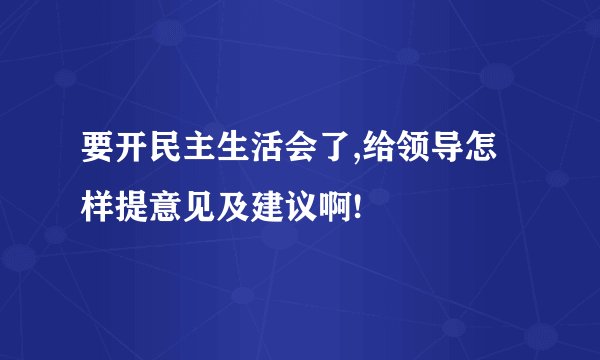 要开民主生活会了,给领导怎样提意见及建议啊!