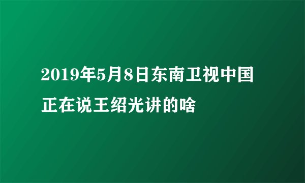 2019年5月8日东南卫视中国正在说王绍光讲的啥