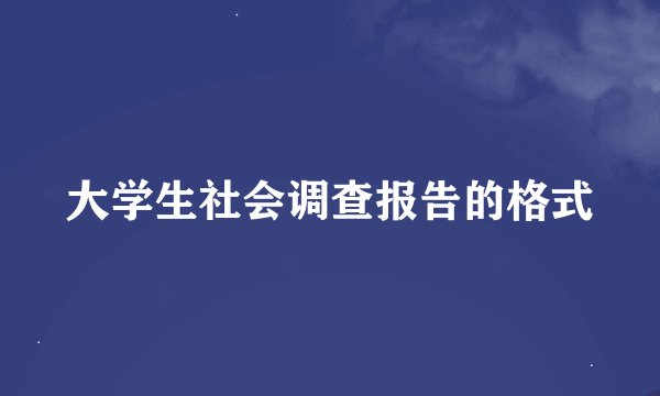 大学生社会调查报告的格式