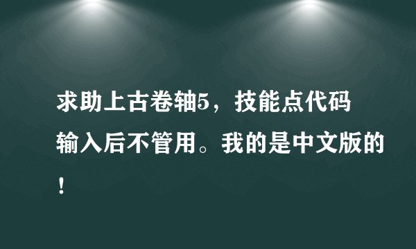 求助上古卷轴5，技能点代码输入后不管用。我的是中文版的！