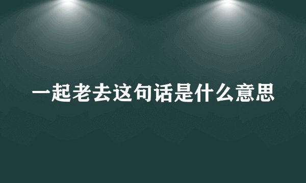 一起老去这句话是什么意思