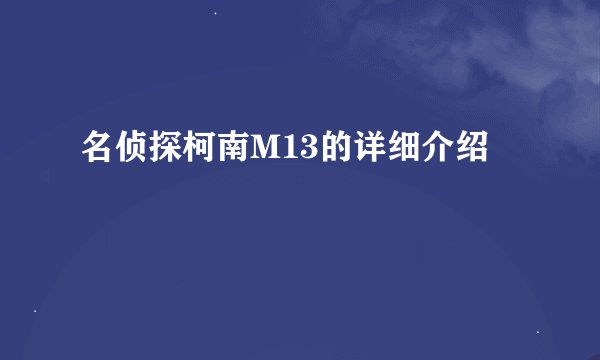 名侦探柯南M13的详细介绍