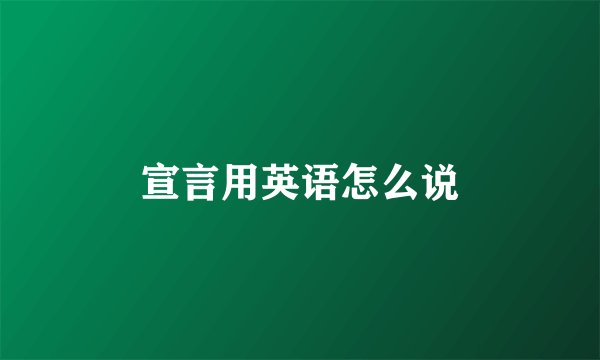 宣言用英语怎么说