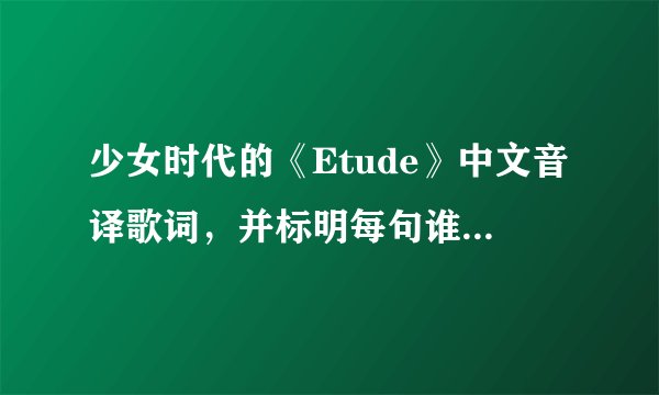 少女时代的《Etude》中文音译歌词，并标明每句谁唱的，谢谢了