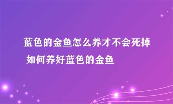 蓝色的金鱼怎么养才不会死掉 如何养好蓝色的金鱼