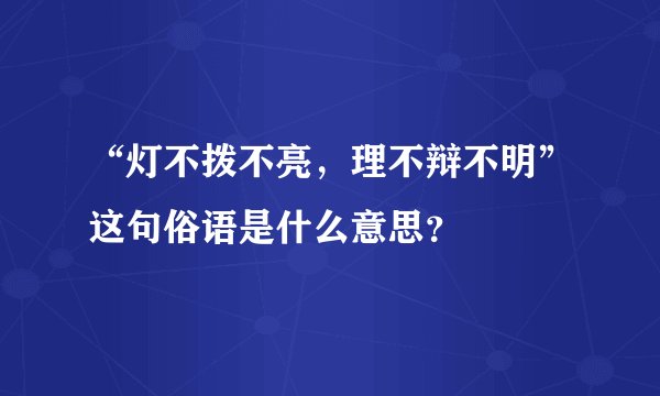 “灯不拨不亮，理不辩不明”这句俗语是什么意思？