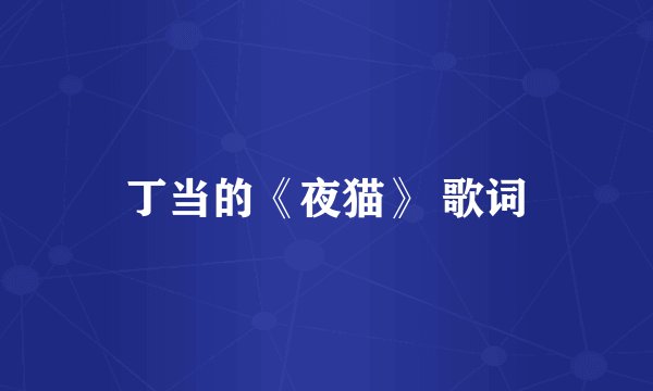 丁当的《夜猫》 歌词