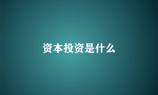 资本投资是什么