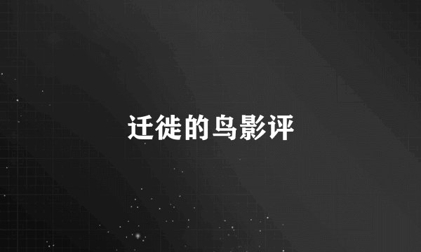 迁徙的鸟影评
