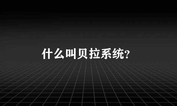 什么叫贝拉系统？