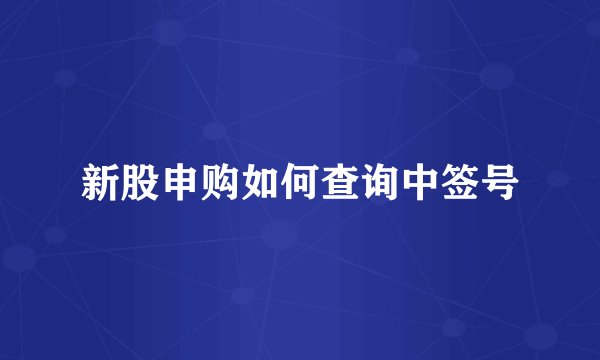 新股申购如何查询中签号
