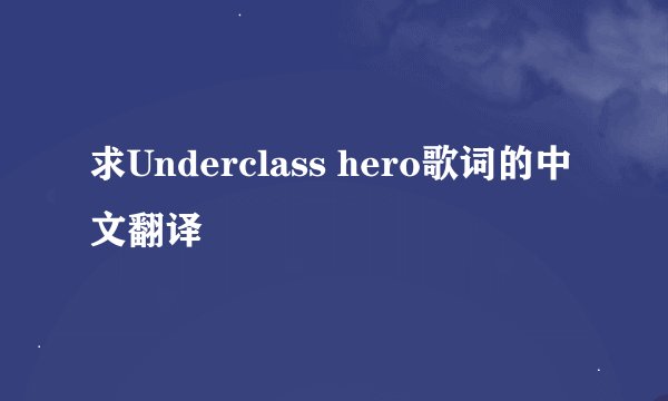 求Underclass hero歌词的中文翻译