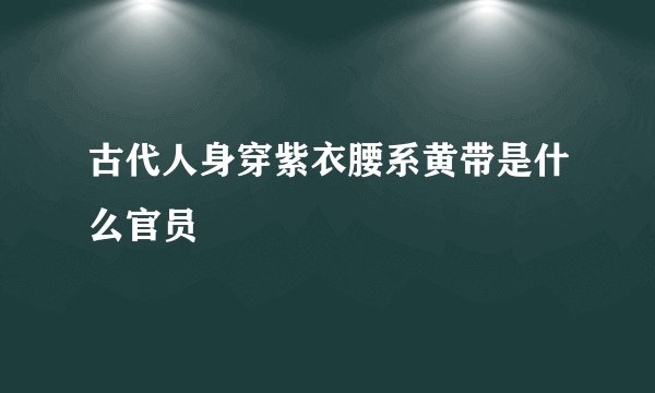 古代人身穿紫衣腰系黄带是什么官员