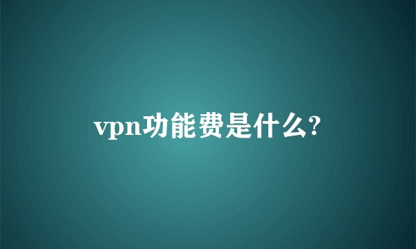 vpn功能费是什么?