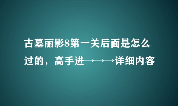古墓丽影8第一关后面是怎么过的，高手进→→→详细内容