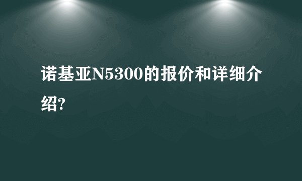 诺基亚N5300的报价和详细介绍?