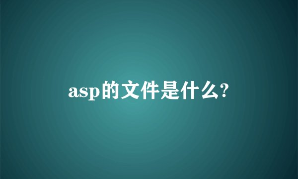 asp的文件是什么?