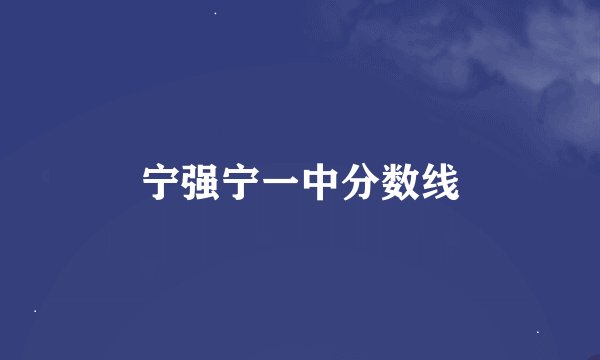 宁强宁一中分数线