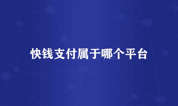 快钱支付属于哪个平台