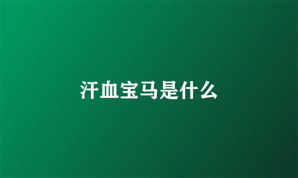 汗血宝马是什么