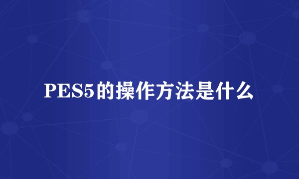 PES5的操作方法是什么