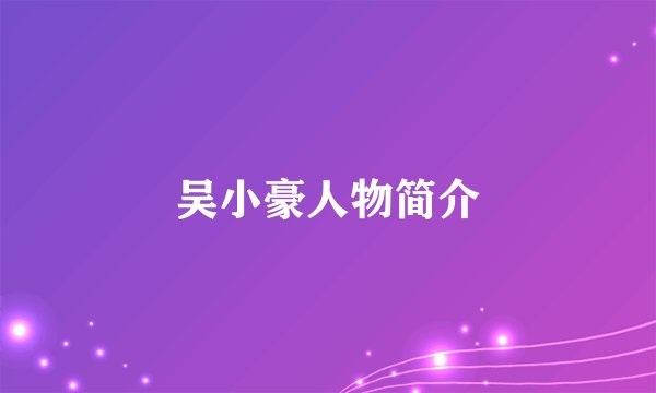 吴小豪人物简介