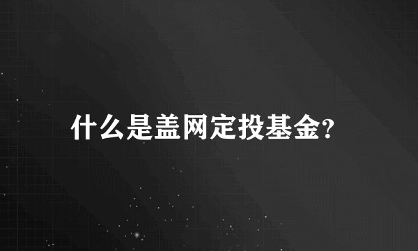 什么是盖网定投基金？
