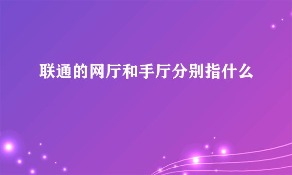 联通的网厅和手厅分别指什么